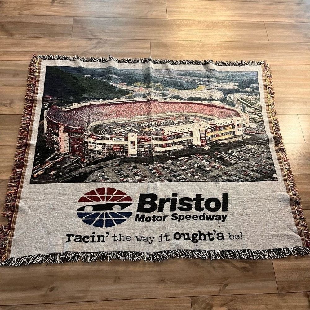Vintage Bristol Speedway Racing Woven Blanket
